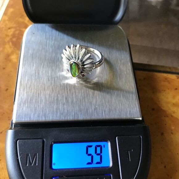 Canadian Ammolite Sterling Silver Ring Size 6 - Picture 8 of 12